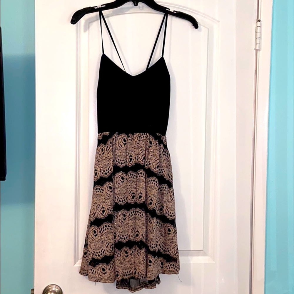 Black and cream lace mini dress